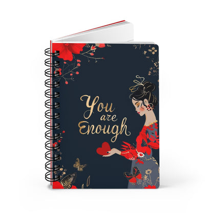 You Are Enough Spiral Bound Journal, Motivational Notebook, Self-Care Journal, Inspirational Gift, Elegant Floral Design, Journal for Women