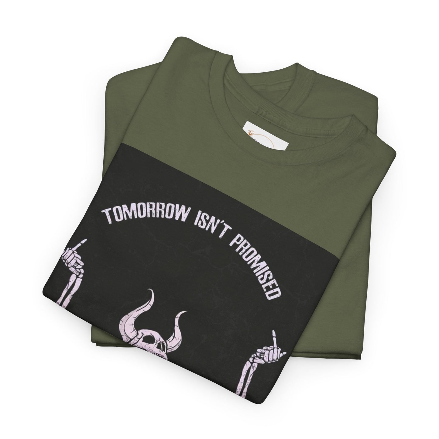 Chilling Vibes Skeleton Tee: "Tomorrow Isn't Promised"