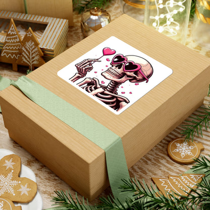 Pink Heart Skeleton Valentines Day Kiss-Cut Stickers, Love Sticker, Romantic Decal, Heart Skeletons, Valentine's Gift Wrap, Cute Planner