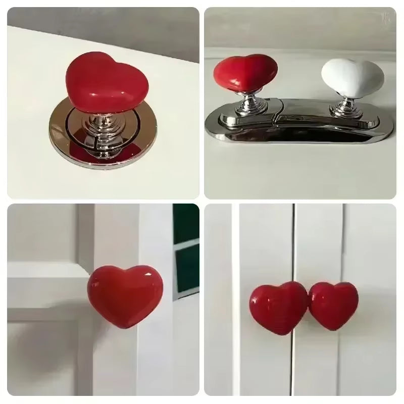 Heart Shape Toilet Presser Love Toilet Press Button Bathroom Water Tank Buttons Push Switch Bathing Room Decor Nail Protector