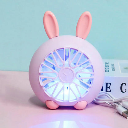 Portable Fan Desk Fan Small Fan Mini Fan Cartoon Animal Desktop Mini Fan with Light Outdoor Summer Cool Usb Charging Fan