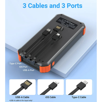 45800Mah Solar Charger Power Bank 15.5W Fast Charging USB Battery Pack with 3 Cables, Solar Phone Charger Compatible for Iphone & Android