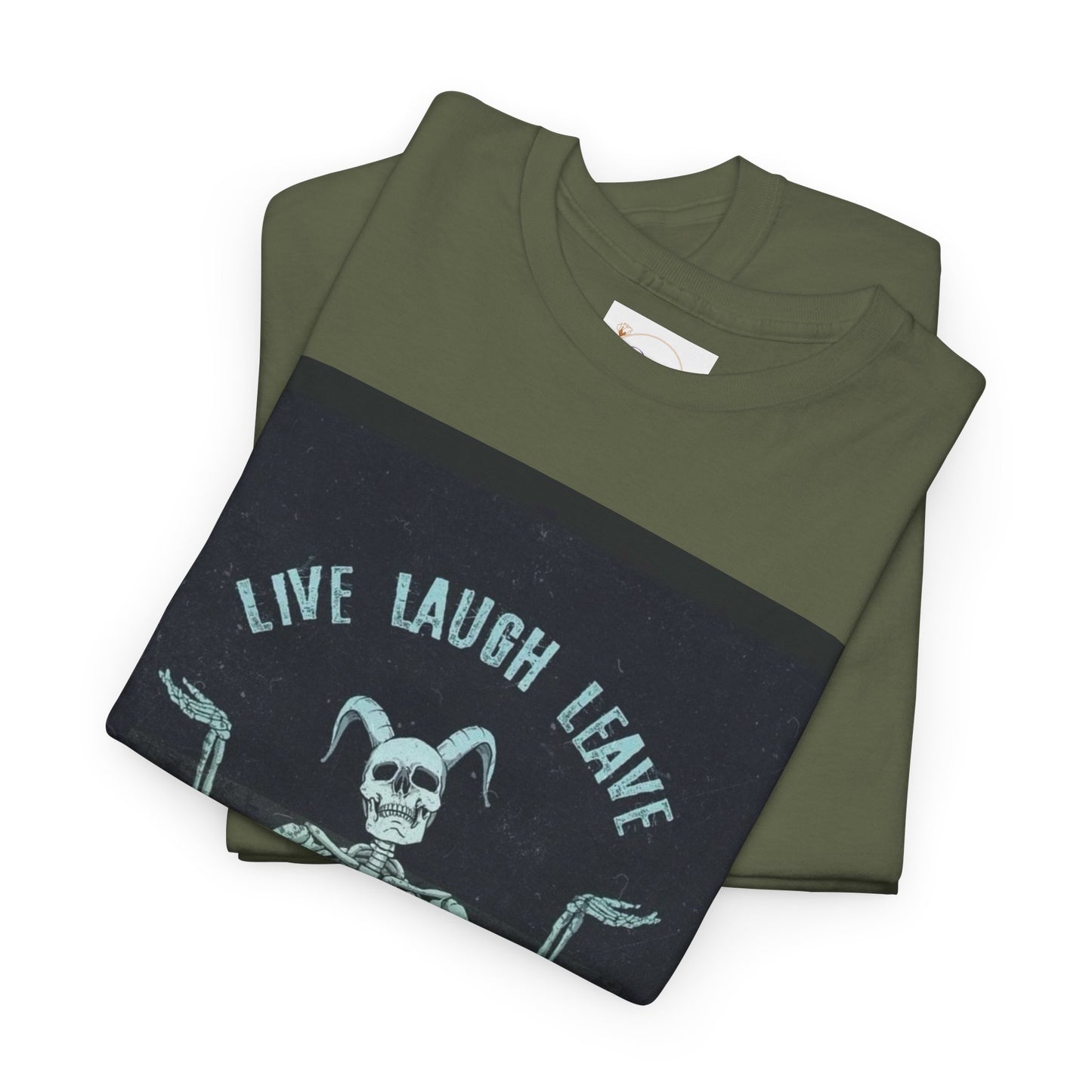 Skeleton Humor Unisex Heavy Cotton Tee - "Live Laugh Leave Me Alone"
