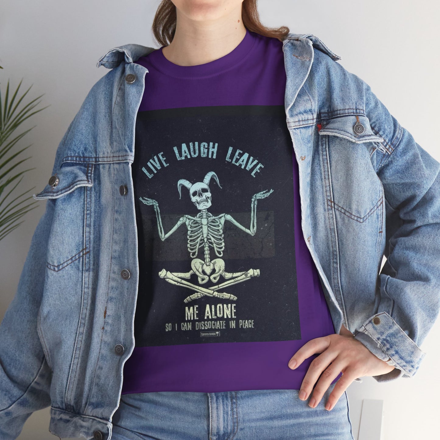 Skeleton Humor Unisex Heavy Cotton Tee - "Live Laugh Leave Me Alone"