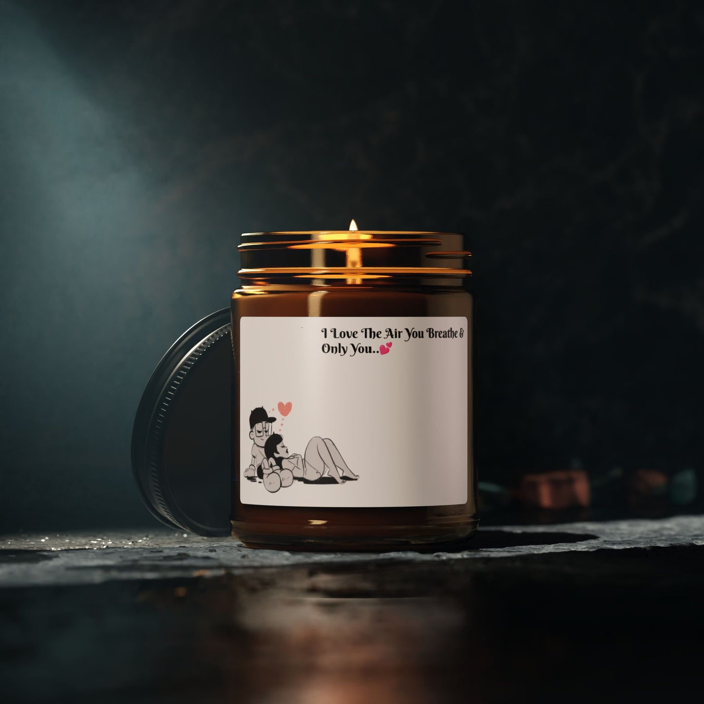 "I Love The Air You Breathe & Only You.."~ Scented Soy Candle (Multi-Size, Amber Jar)