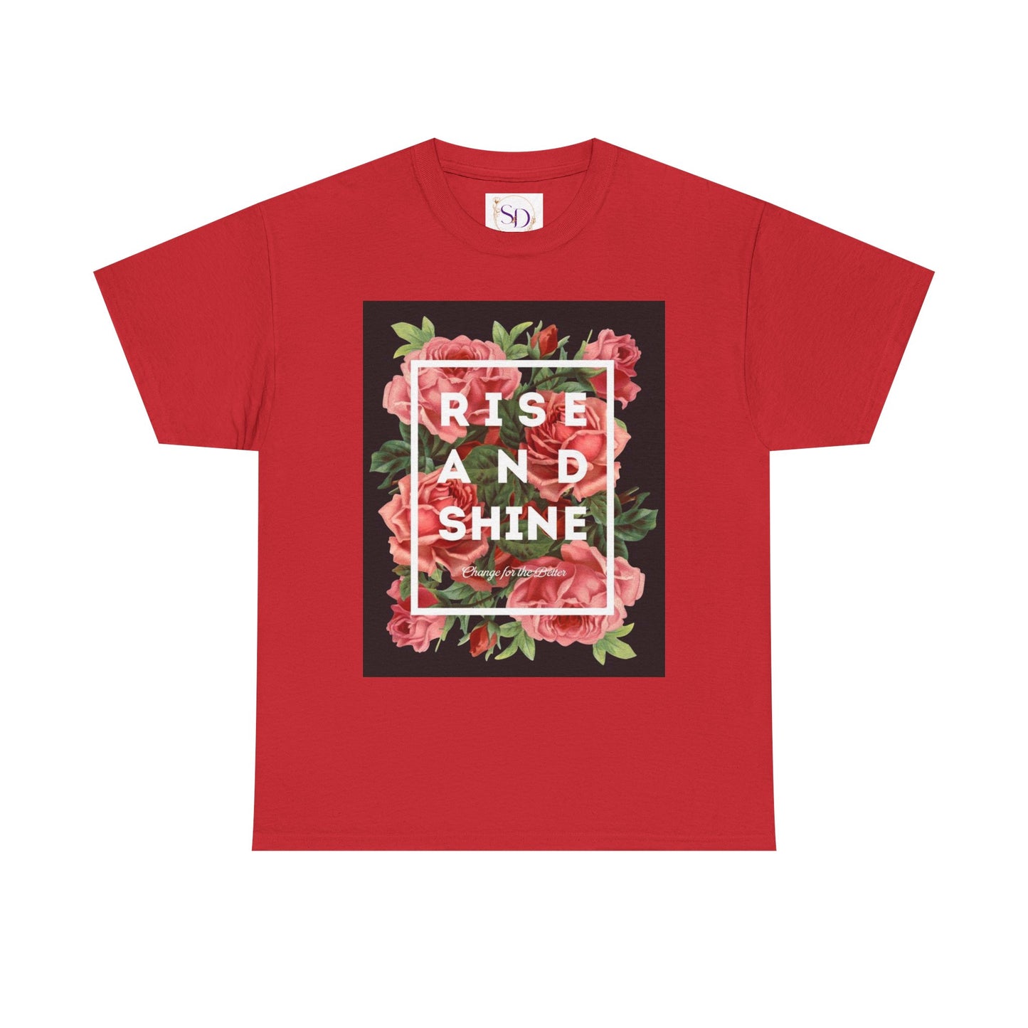 Rise and Shine Floral Unisex Heavy Cotton Tee, Motivational T-Shirt, Gift for Her, Inspirational Apparel, Summer Style, Casual Wear
