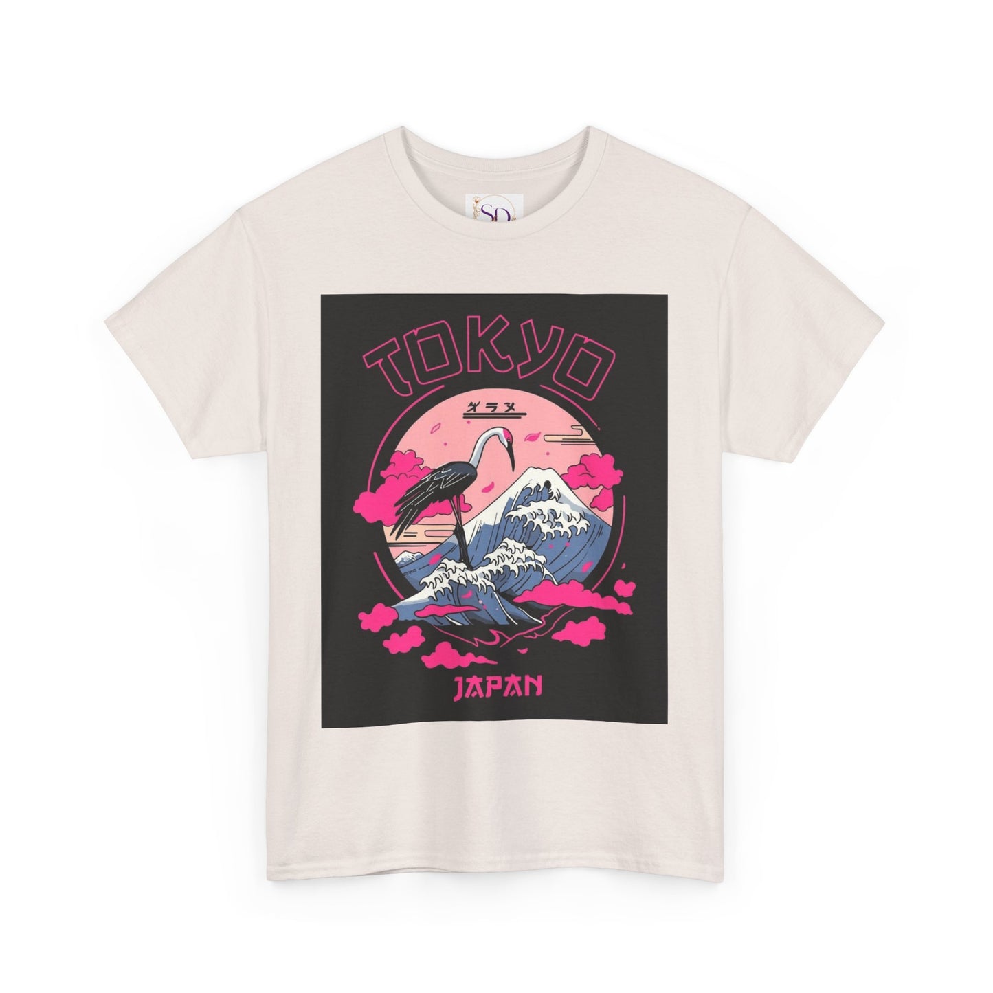 Tokyo Vintage Graphic Tee, Unisex Heavy Cotton Shirt, Japan Travel Gift, Streetwear Style, Pink & Black Design