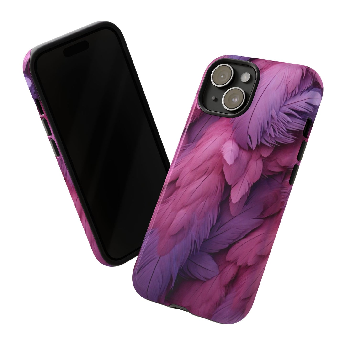 "Rebranding Into A New Badder Bitch" Pink/Purple Feathered Tough Cases