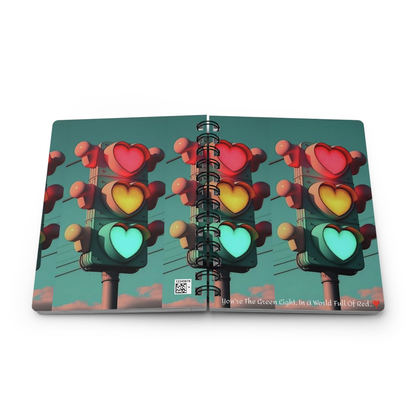 Valentine's Day Green Light Spiral Bound Journal