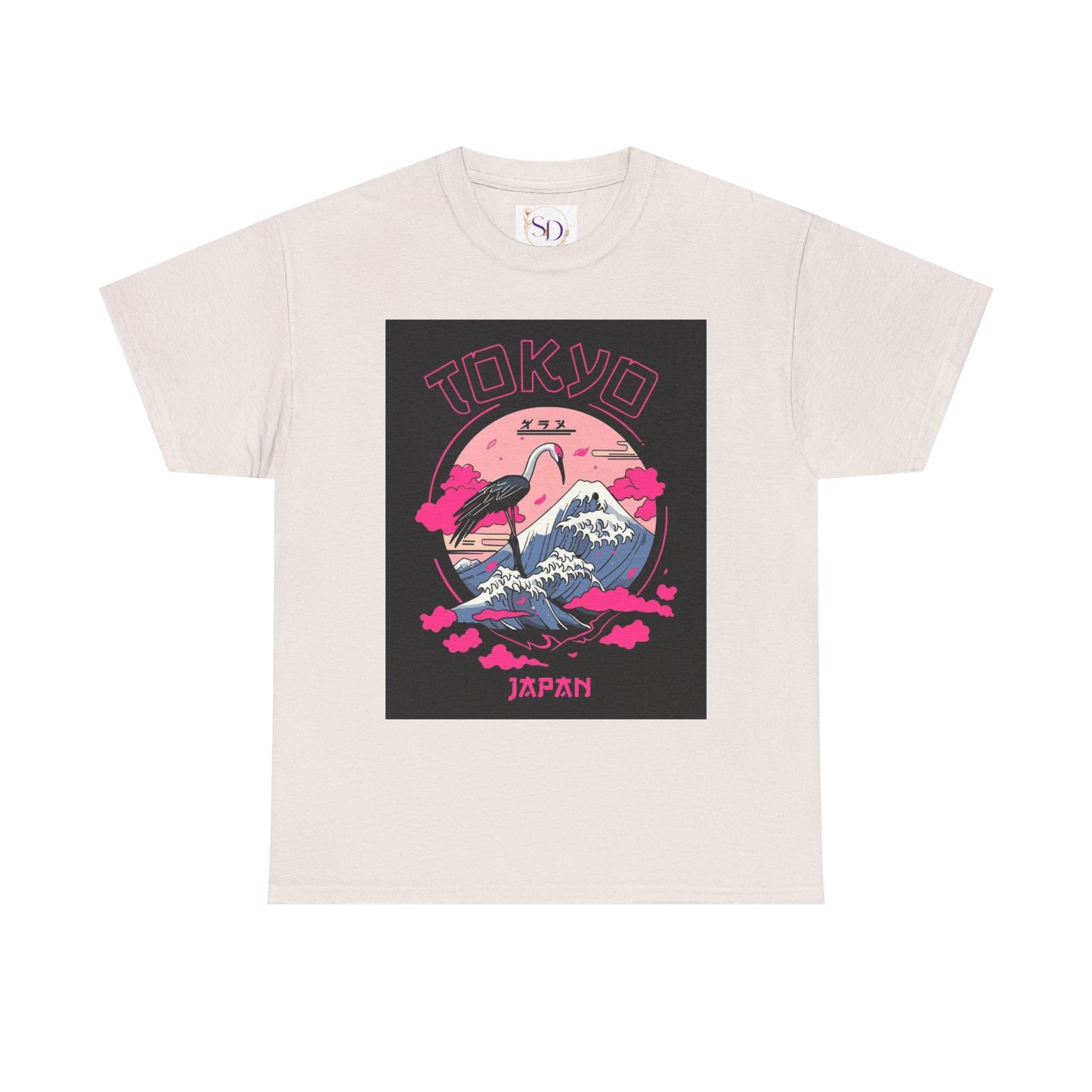 Tokyo Vintage Graphic Tee, Unisex Heavy Cotton Shirt, Japan Travel Gift, Streetwear Style, Pink & Black Design