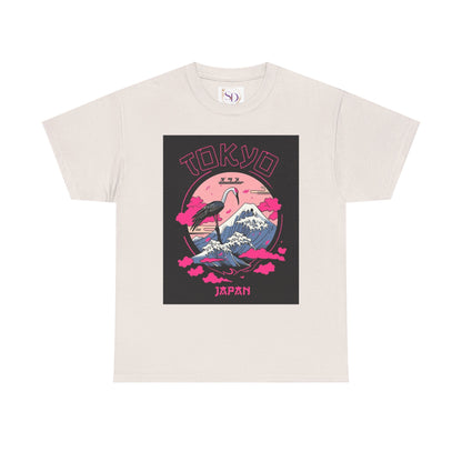 Tokyo Vintage Graphic Tee, Unisex Heavy Cotton Shirt, Japan Travel Gift, Streetwear Style, Pink & Black Design