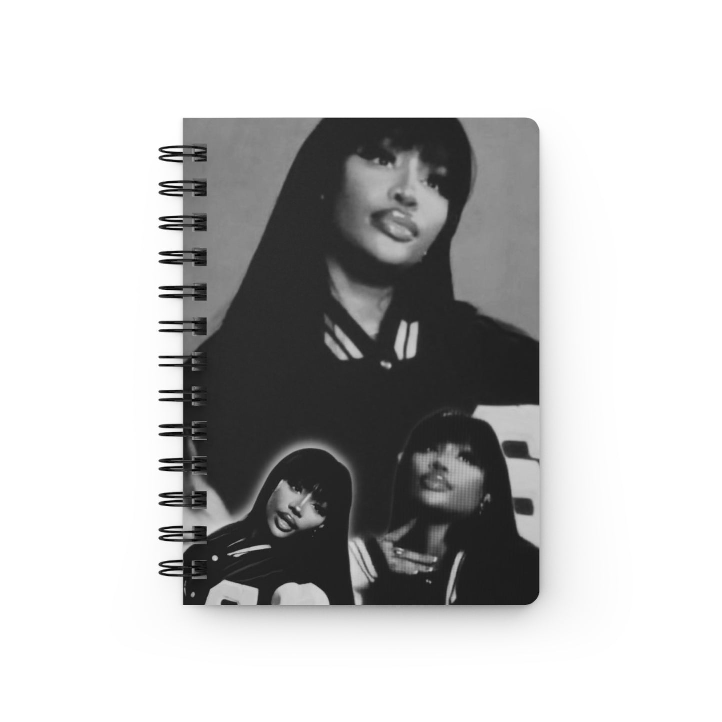 SZA Inspired Spiral Bound Journal with Collage Design | Personalized Notebook, Gift for Writers, School Supplies, Art Journal, Black and White Notebook