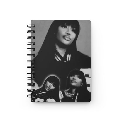SZA Inspired Spiral Bound Journal with Collage Design | Personalized Notebook, Gift for Writers, School Supplies, Art Journal, Black and White Notebook