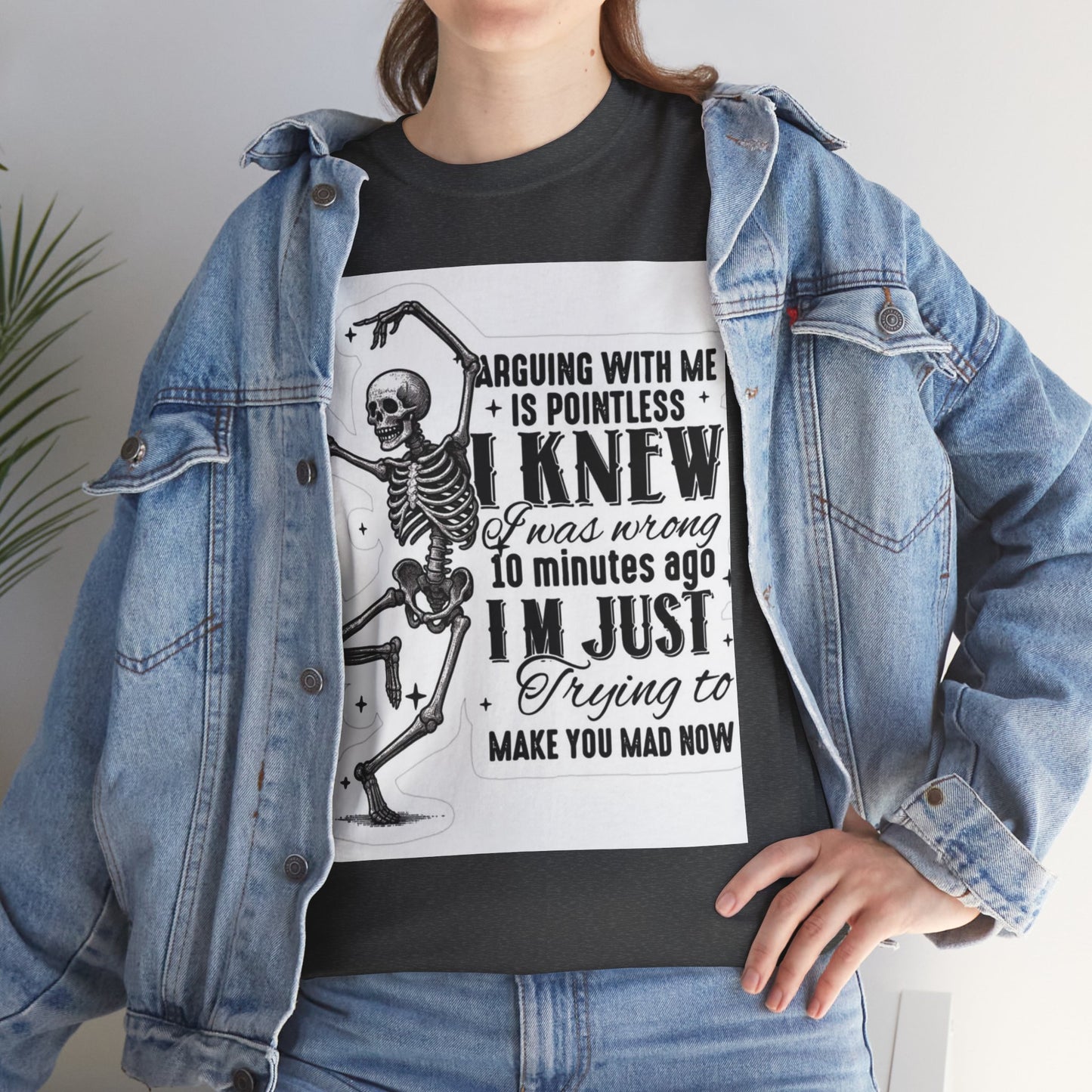 Skeleton Humor Unisex Heavy Cotton Tee - Perfect for Halloween and Casual Wear