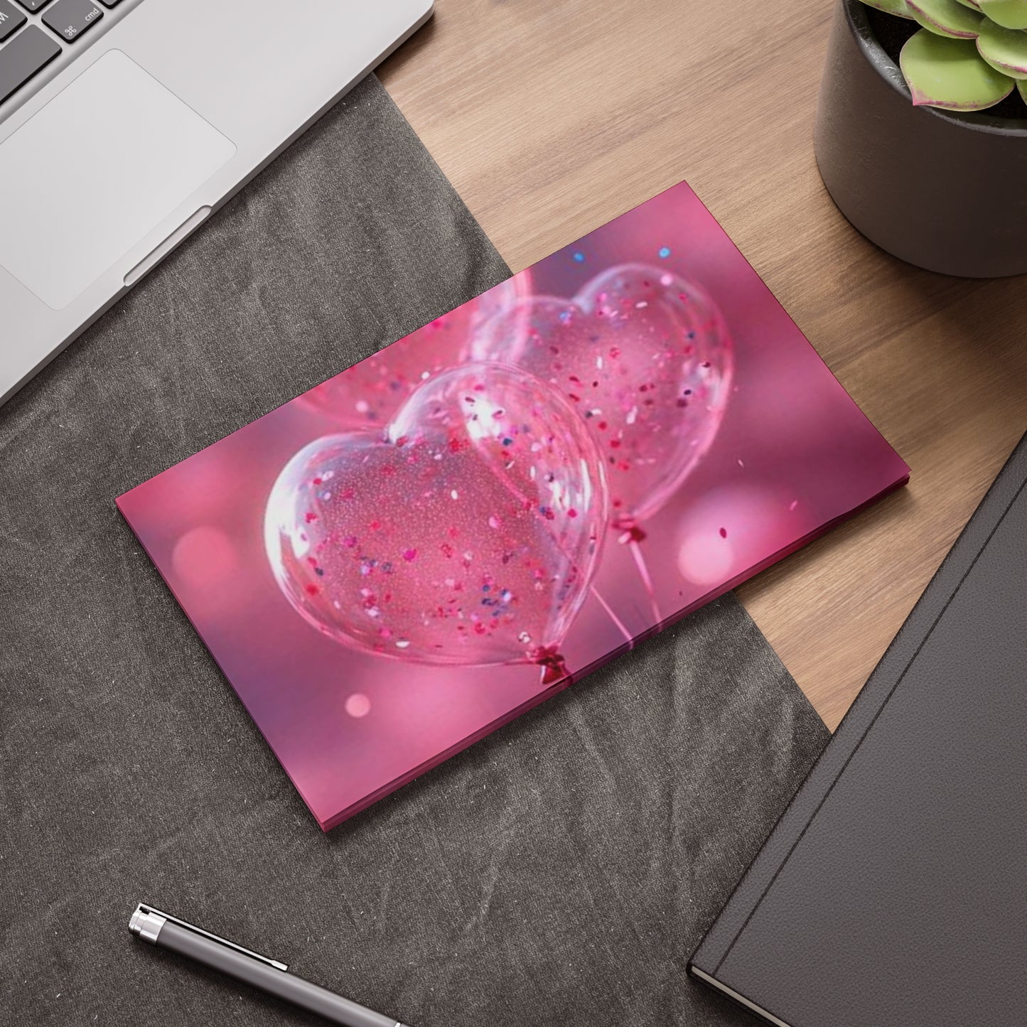 Post-it® Note Pads, pink heart shape design, Sticky Notes, Stationery, Office Supplies, Cute Desk Accessories, Reminder Cards