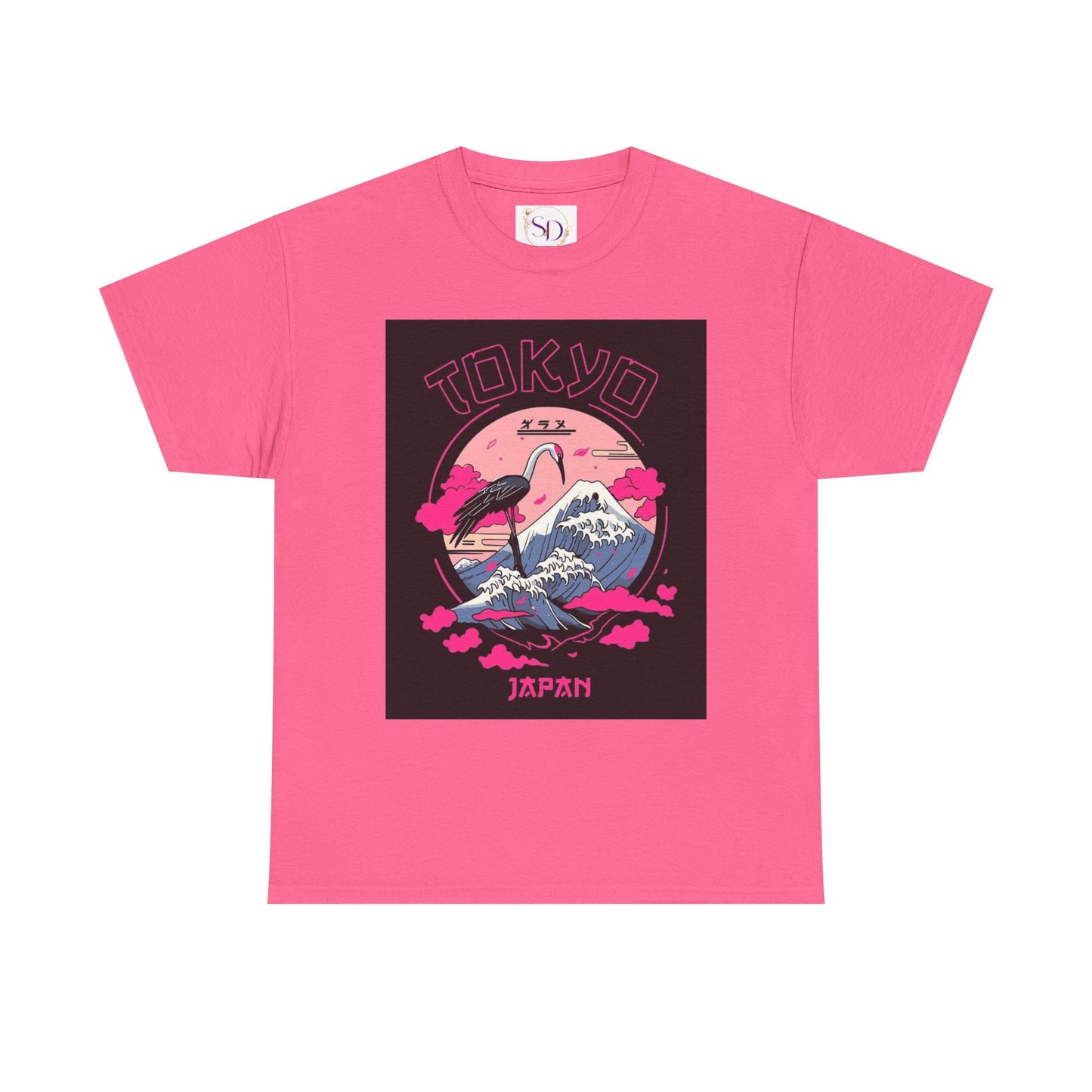 Tokyo Vintage Graphic Tee, Unisex Heavy Cotton Shirt, Japan Travel Gift, Streetwear Style, Pink & Black Design