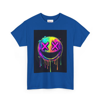 Colorful Graffiti Smiley Face Tee, Casual T-Shirt, Gift for Friends, Streetwear Style, Festival Attire, Fun Graphic Tee