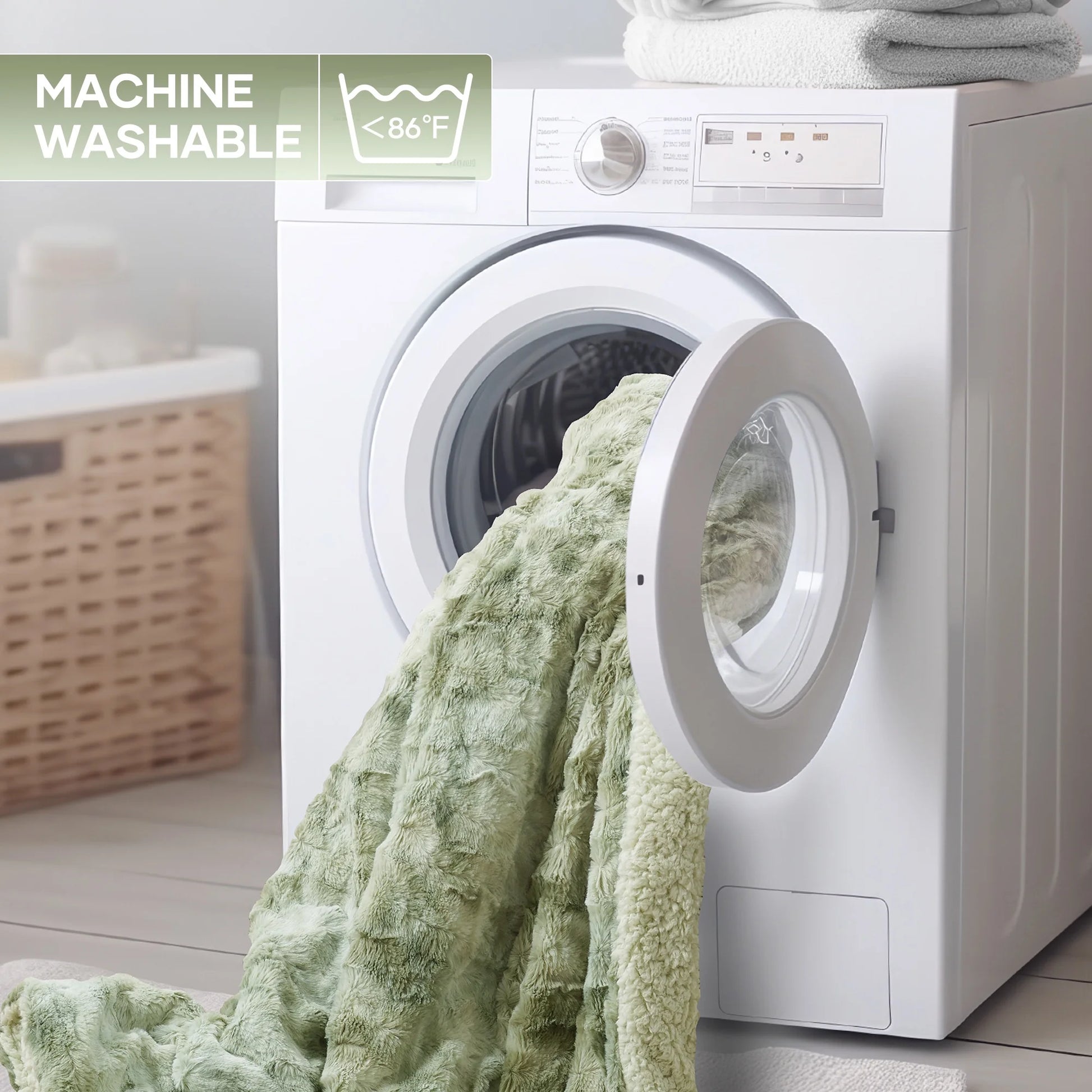 Electric Throw Blanket 50" X 60", Soft Faux Fur, Large LED Display, 6 Heating Levels, 4 Hours Timer - Tie-Dye Green