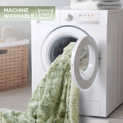 Electric Throw Blanket 50" X 60", Soft Faux Fur, Large LED Display, 6 Heating Levels, 4 Hours Timer - Tie-Dye Green