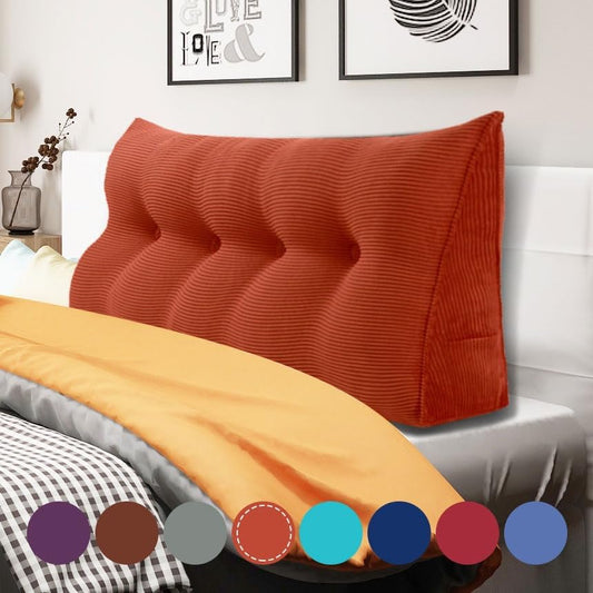 Triangular Headboard Pillow Full Bed Wedge Pillow for Headboard Large Bolster Pillow for Bed Wedge Pillow Headboard Daybed Pillows with Removable Cover, Corduroy(100% Cotton)