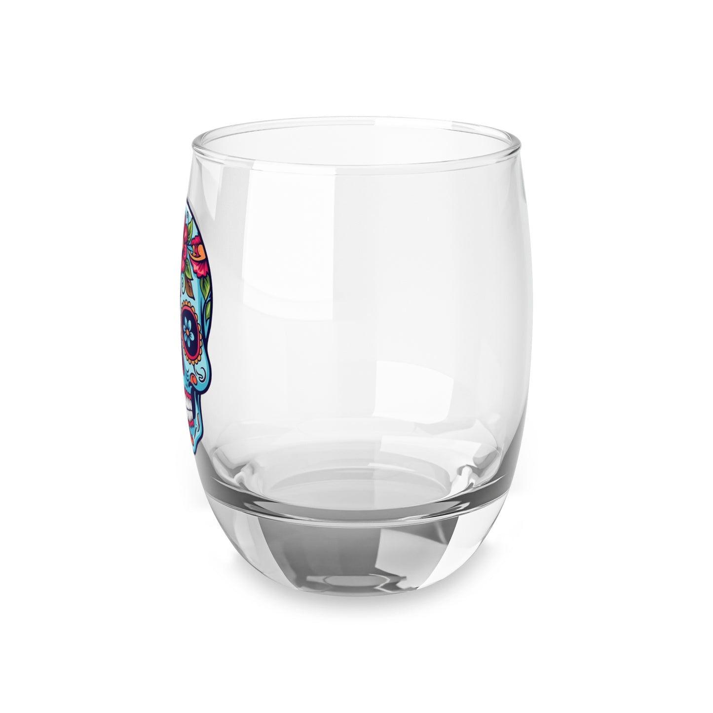 Skull Floral Whiskey Glass, Decorative Drinkware for Home Bar, Gift for Him, Unique Cocktail Glass, Day of the Dead Decor