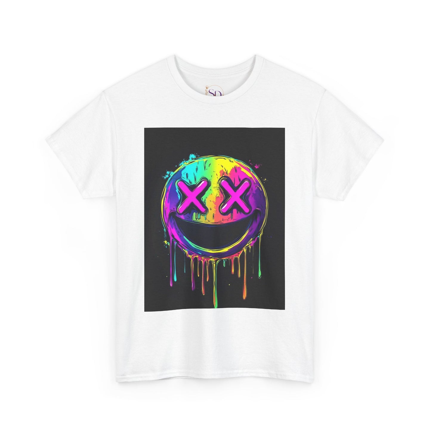 Colorful Graffiti Smiley Face Tee, Casual T-Shirt, Gift for Friends, Streetwear Style, Festival Attire, Fun Graphic Tee