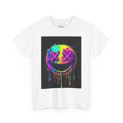 Colorful Graffiti Smiley Face Tee, Casual T-Shirt, Gift for Friends, Streetwear Style, Festival Attire, Fun Graphic Tee