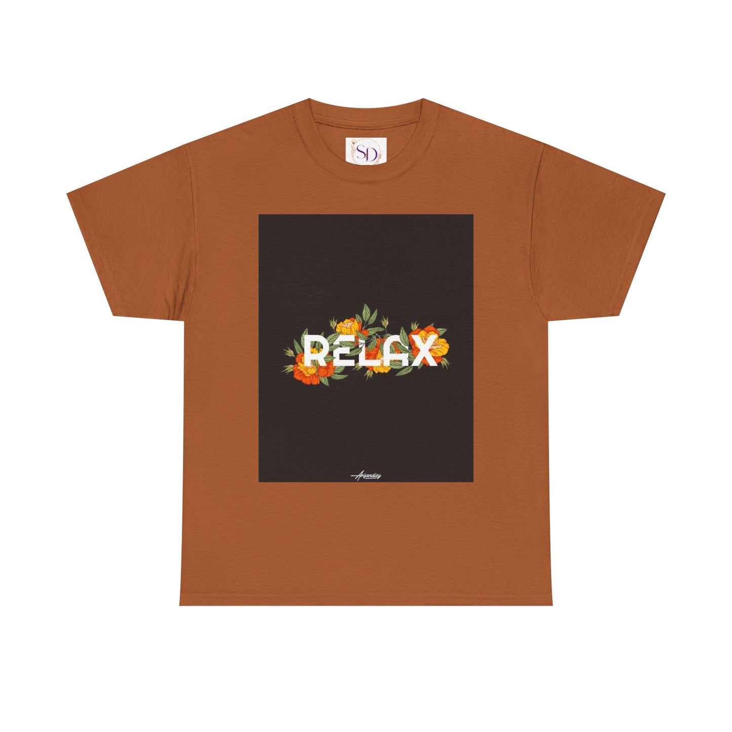 Relax Floral Unisex Heavy Cotton Tee, Casual Wear, Gift for Her, Comfortable T-Shirt, Summer Style, Relaxation Tee, Birthday Gift