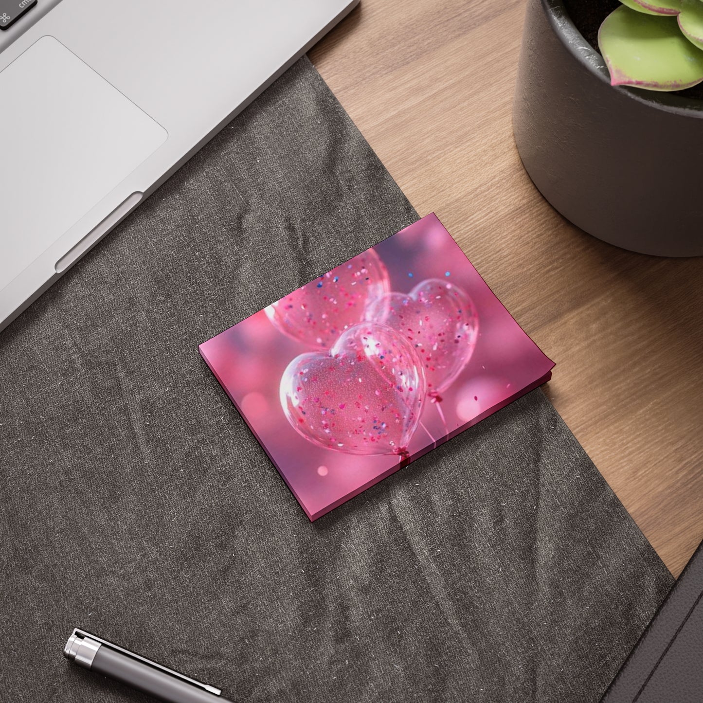 Post-it® Note Pads, pink heart shape design, Sticky Notes, Stationery, Office Supplies, Cute Desk Accessories, Reminder Cards