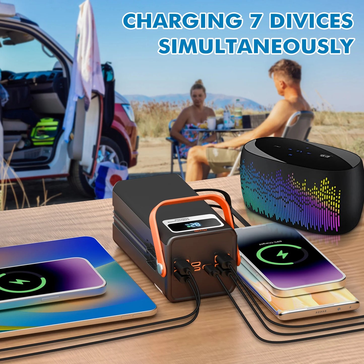 Portable Charger Power Bank 70000Mah with LED Light & Charging Cables, 120W Super Fast Charging for Laptop/Iphone/Android Cell Phone, for Outdoor Camping/Home/Emergency Backup/Rv Trips