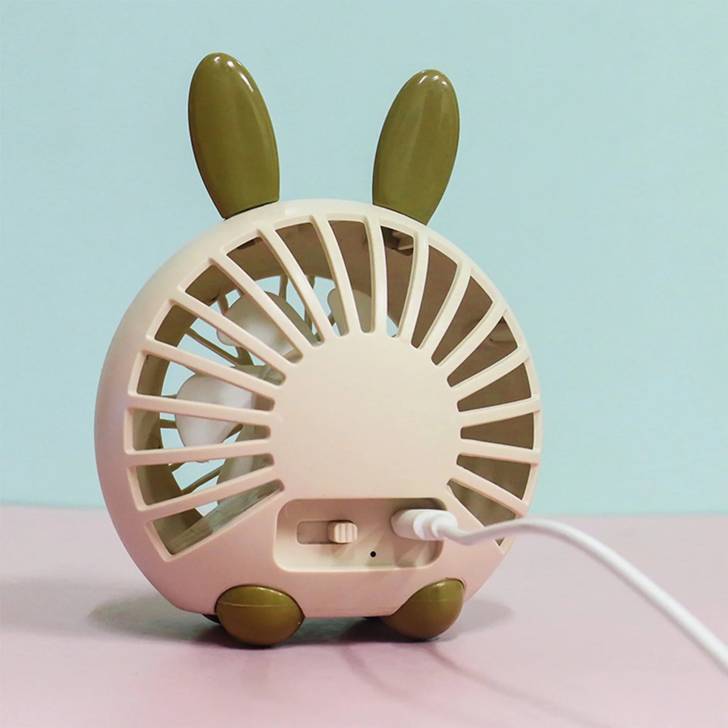 Portable Fan Desk Fan Small Fan Mini Fan Cartoon Animal Desktop Mini Fan with Light Outdoor Summer Cool Usb Charging Fan