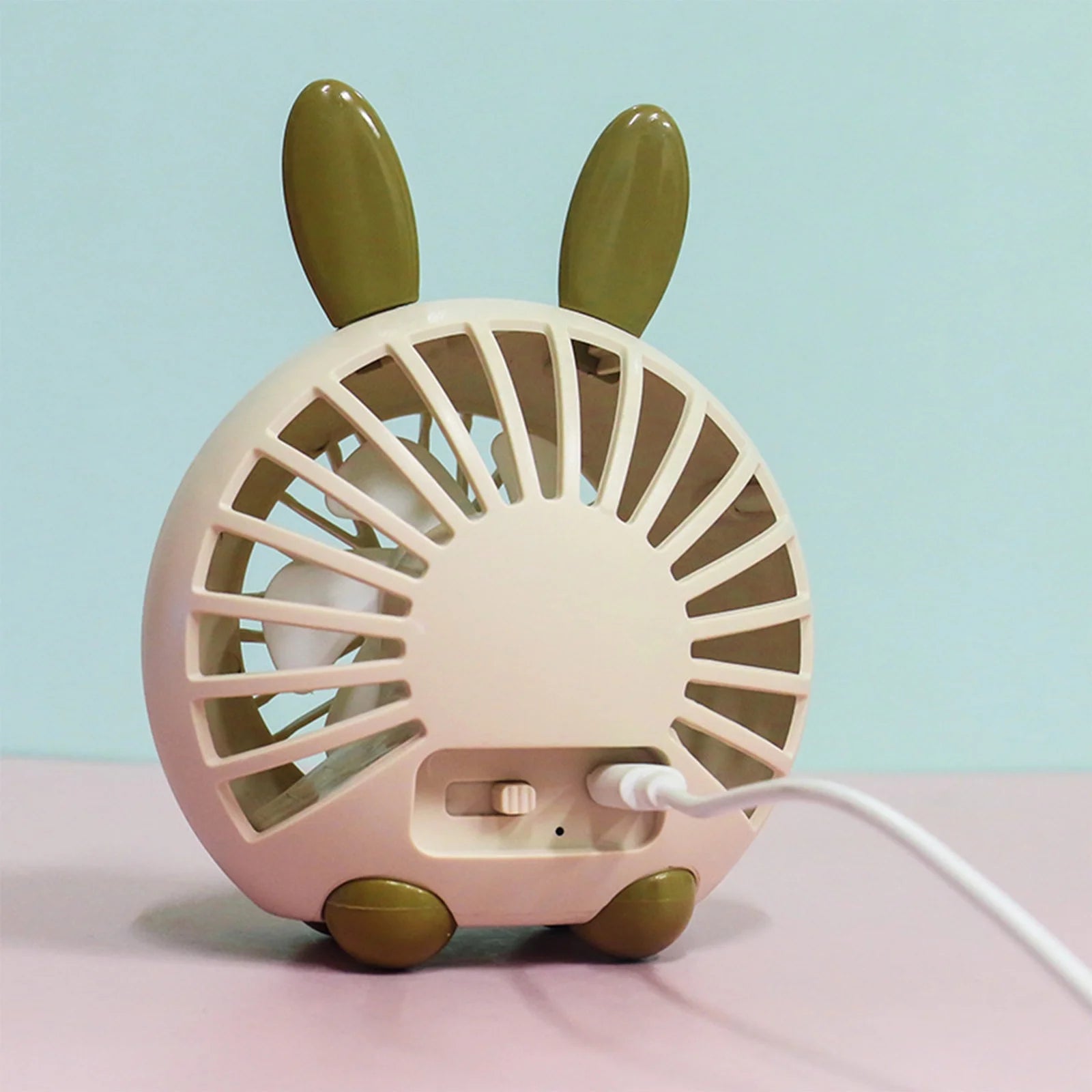 Portable Fan Desk Fan Small Fan Mini Fan Cartoon Animal Desktop Mini Fan with Light Outdoor Summer Cool Usb Charging Fan