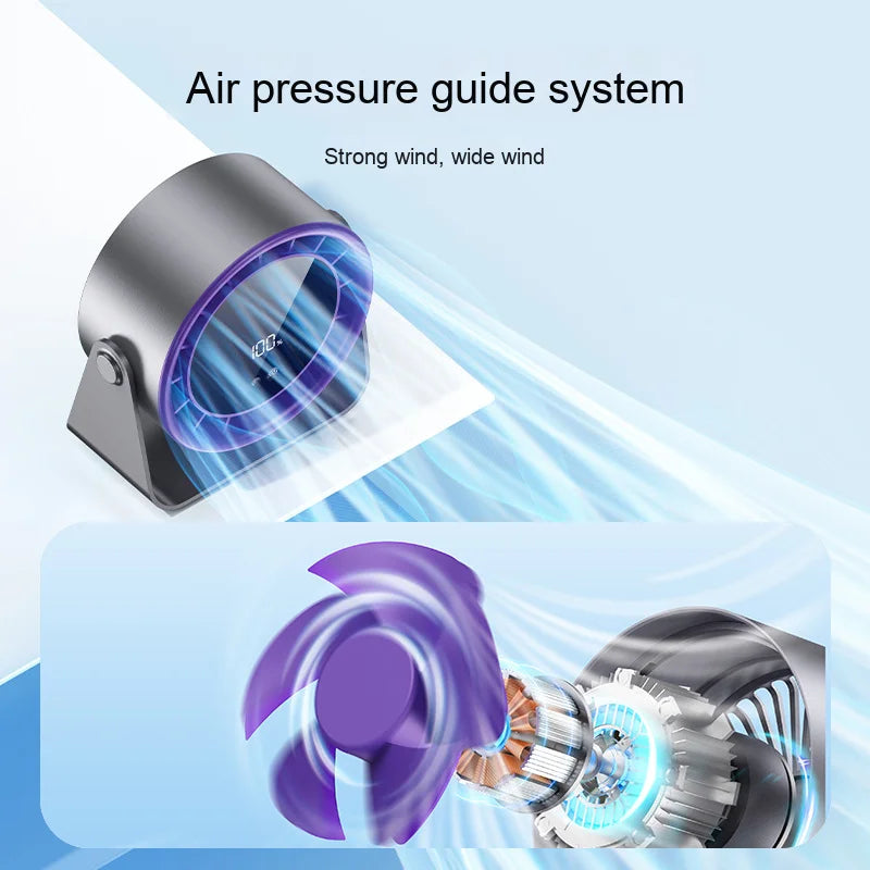 High-Speed 100 Adjustable Speed Desktop Turbine Fan Plastic Air Cooling Fan with Digital Display Charging Wall-Mounted Option