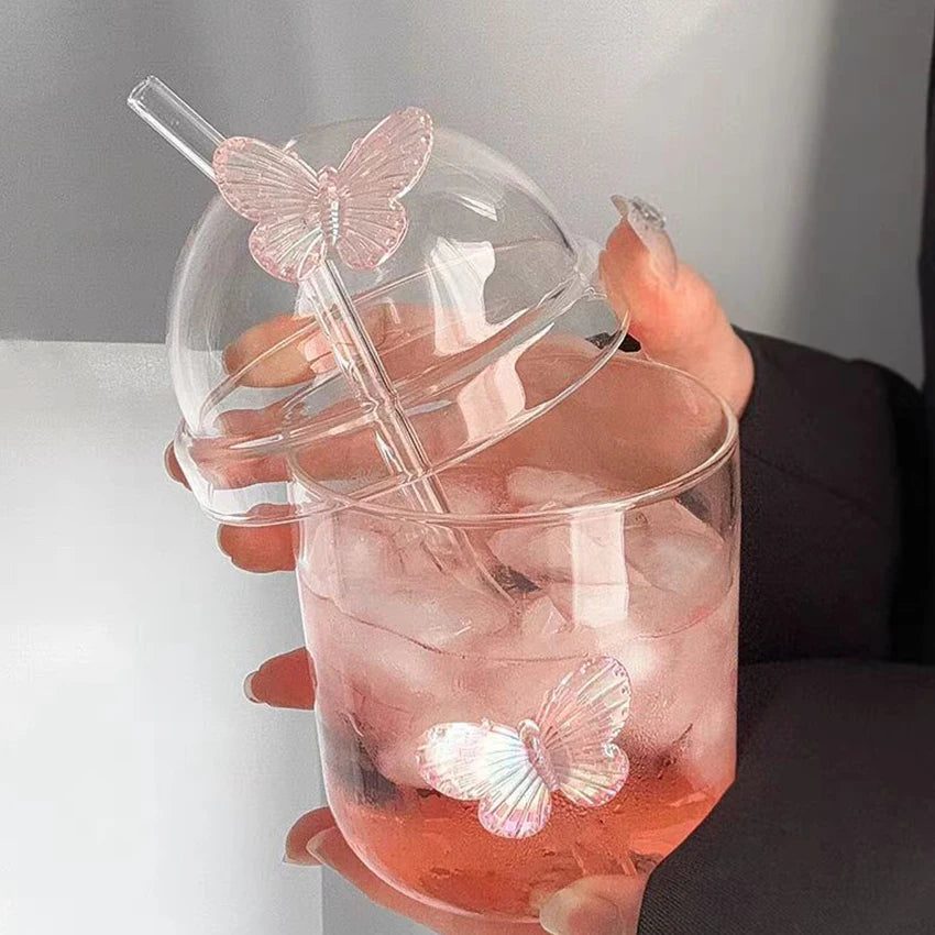 Stylish Modern Glass Cup with Straw Lid - Perfect for Tea, Coffee, and Milk