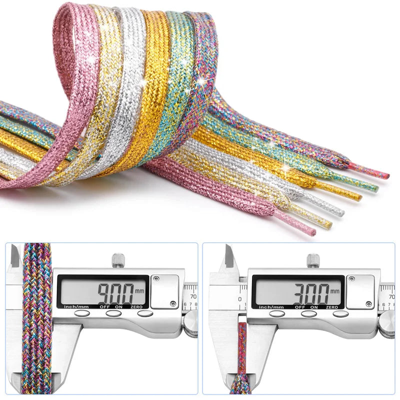 Custom Shiny Gold Glitter Sequin Shoelaces - Perfect for Sport and Casual Sneakers!