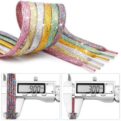 Custom Shiny Gold Glitter Sequin Shoelaces - Perfect for Sport and Casual Sneakers!
