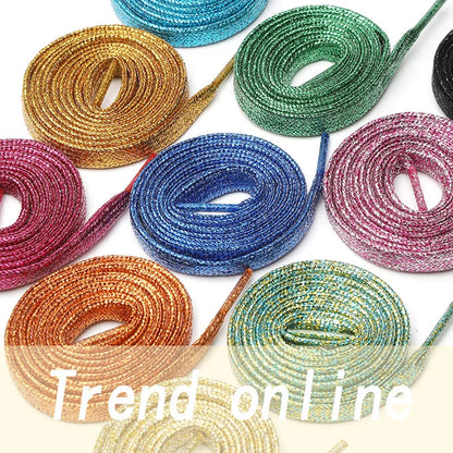 Custom Shiny Gold Glitter Sequin Shoelaces - Perfect for Sport and Casual Sneakers!