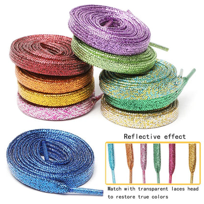 Custom Shiny Gold Glitter Sequin Shoelaces - Perfect for Sport and Casual Sneakers!