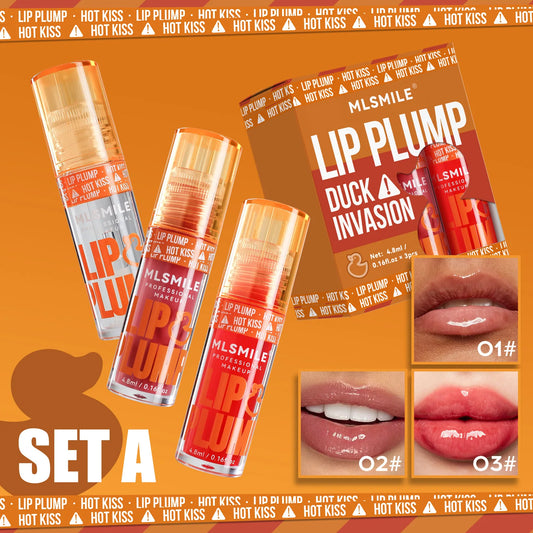 Instant Lip Plumping Oil Ultra-Hydrating and Nourishing Glossy Finish Lip Glow Oil 3Pcs Box Gift Lip Set