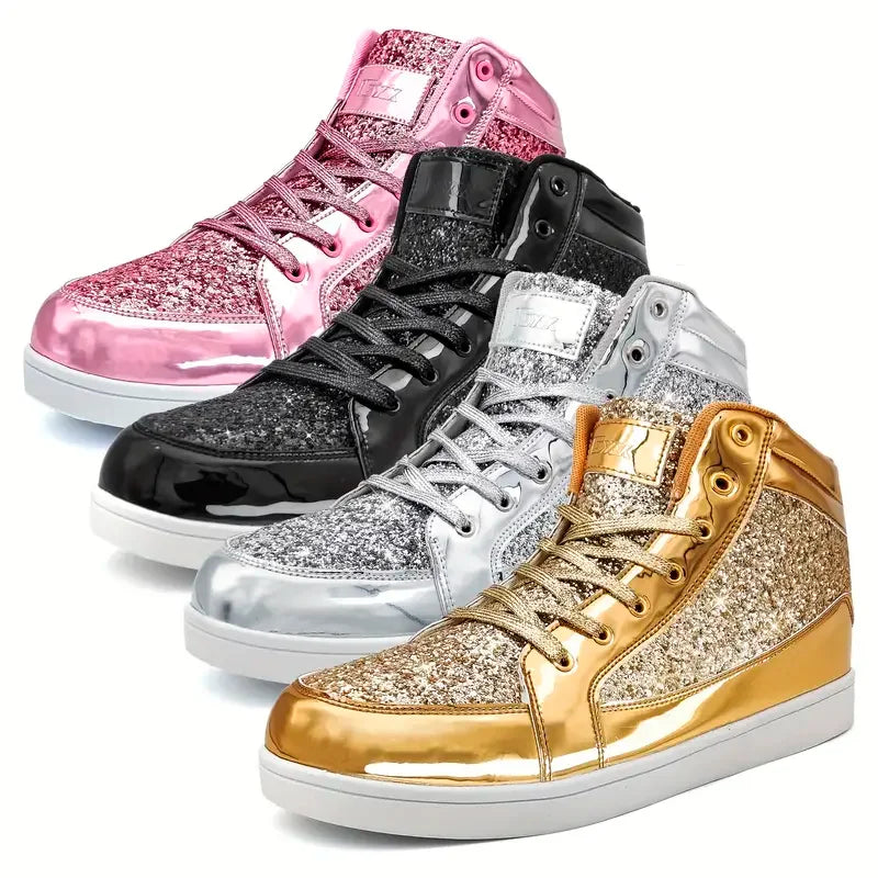 Custom Shiny Gold Glitter Sequin Shoelaces - Perfect for Sport and Casual Sneakers!