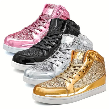 Custom Shiny Gold Glitter Sequin Shoelaces - Perfect for Sport and Casual Sneakers!