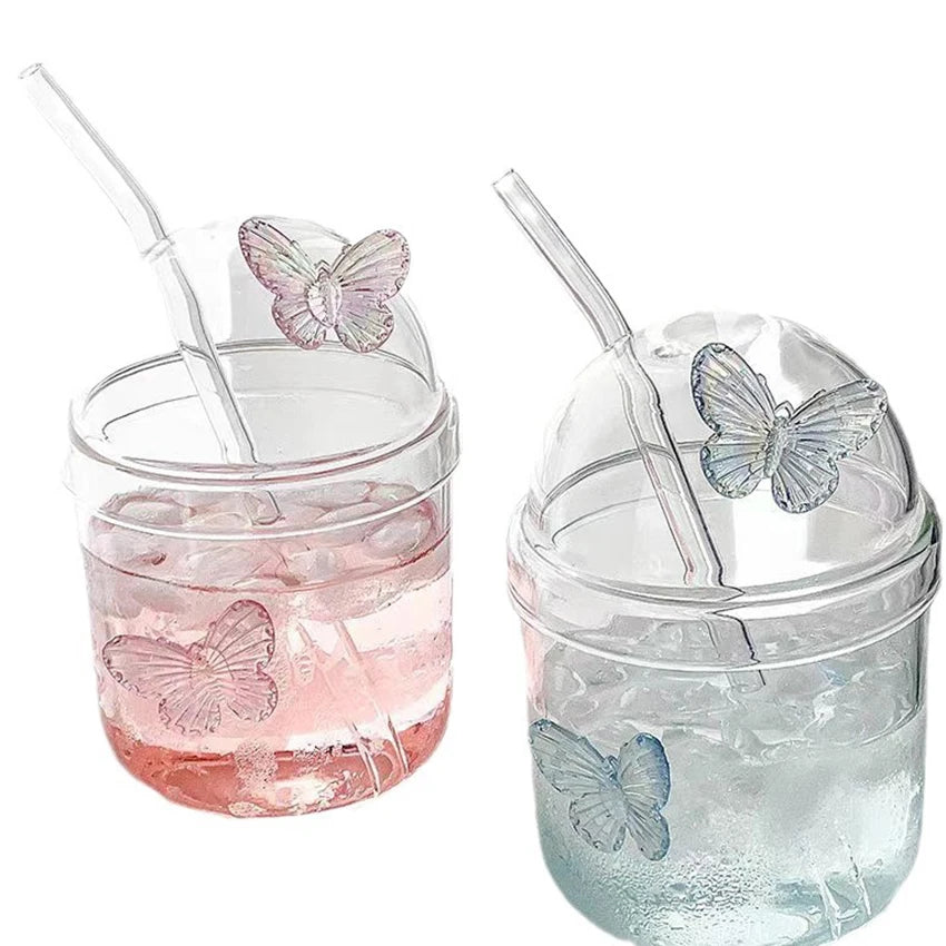 Stylish Modern Glass Cup with Straw Lid - Perfect for Tea, Coffee, and Milk