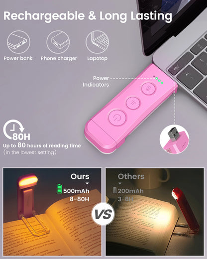 High Quality Hands Free Personal Mini Book Light Rechargeable Wireless Adjustable Reading Lamps Bookmark Light for Reading