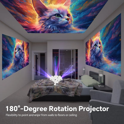 Mini Projector 1080P Support Portable Movie Projector for Indoor & Outdoor Projection Compatible with TV Stick/Hdmi