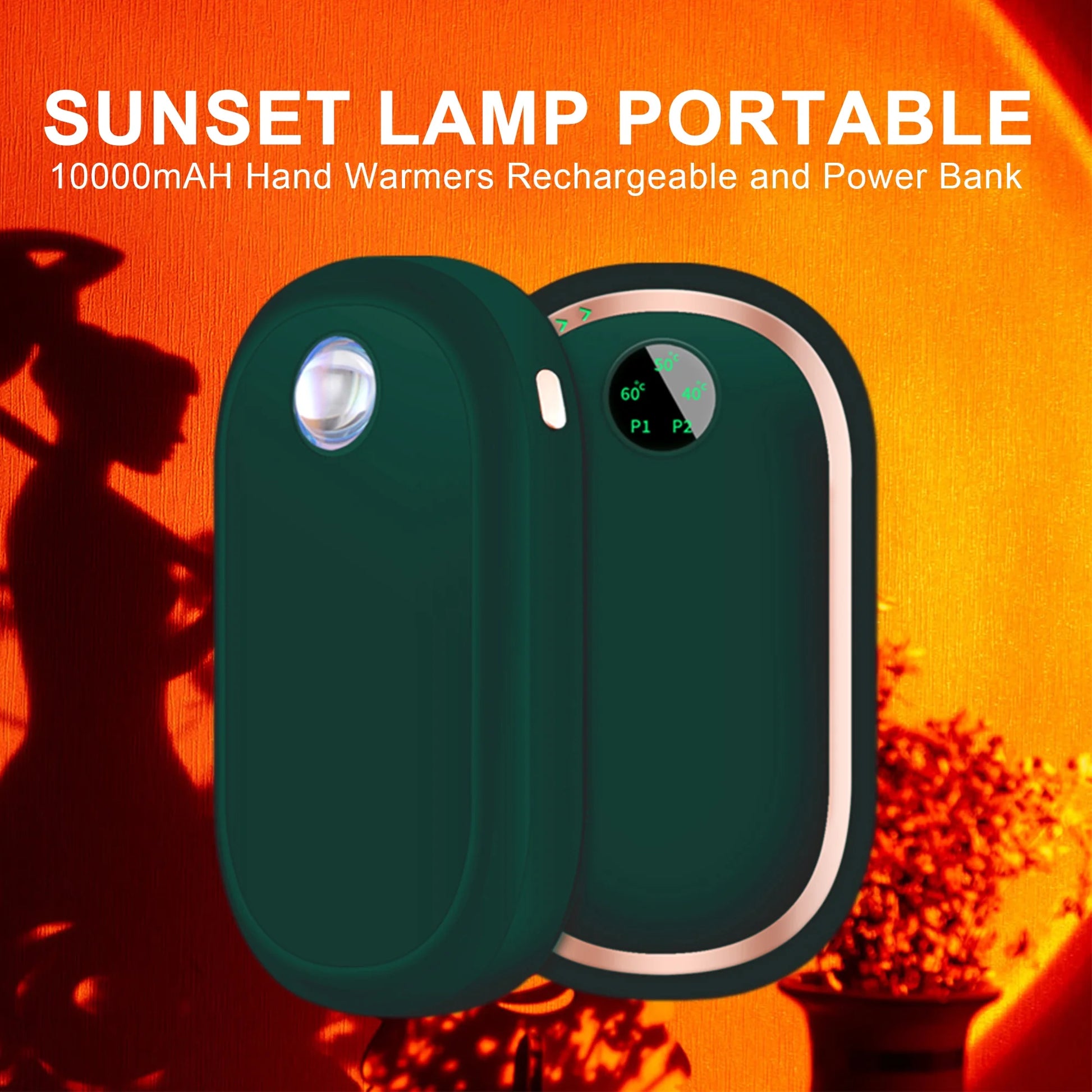 Hand Warmers Rechargeable 10000Mah Electric Hand Heater Reusable, Long Lasting 3 Temp for Golf, Hunting, Camping, Raynauds, Green