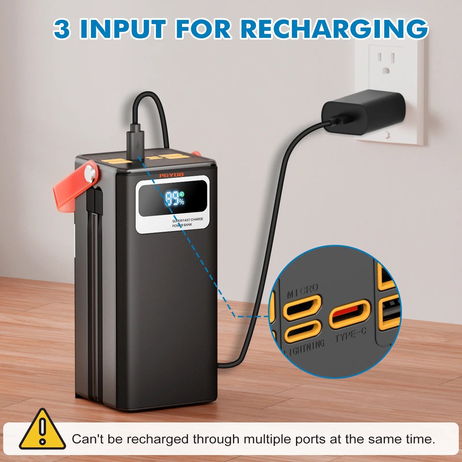 Portable Charger Power Bank 70000Mah with LED Light & Charging Cables, 120W Super Fast Charging for Laptop/Iphone/Android Cell Phone, for Outdoor Camping/Home/Emergency Backup/Rv Trips