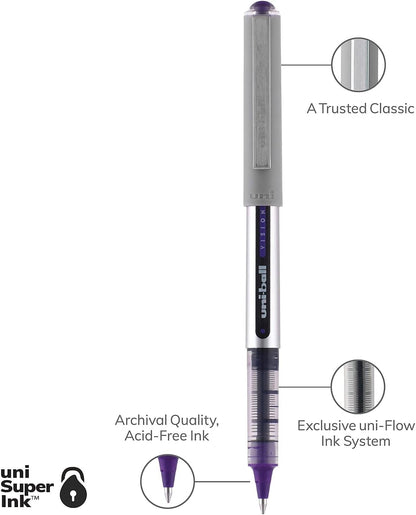 Vision Rollerball Pens, Fine Point (0.7Mm), Assorted Colors, 12 Count