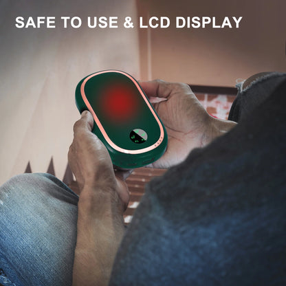 Hand Warmers Rechargeable 10000Mah Electric Hand Heater Reusable, Long Lasting 3 Temp for Golf, Hunting, Camping, Raynauds, Green