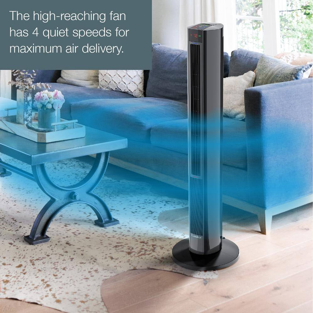 All Season 1500-Watt Electric Oscillating Comfort Control Tower Fan & Space Heater in One with Timer and Remote Control