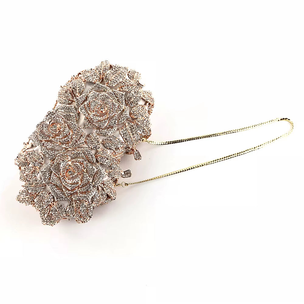 Pink Silver Shimmer Sequin Crystal Evening Clutch Bag – Detachable Chain Party, Wedding & Prom Handbag